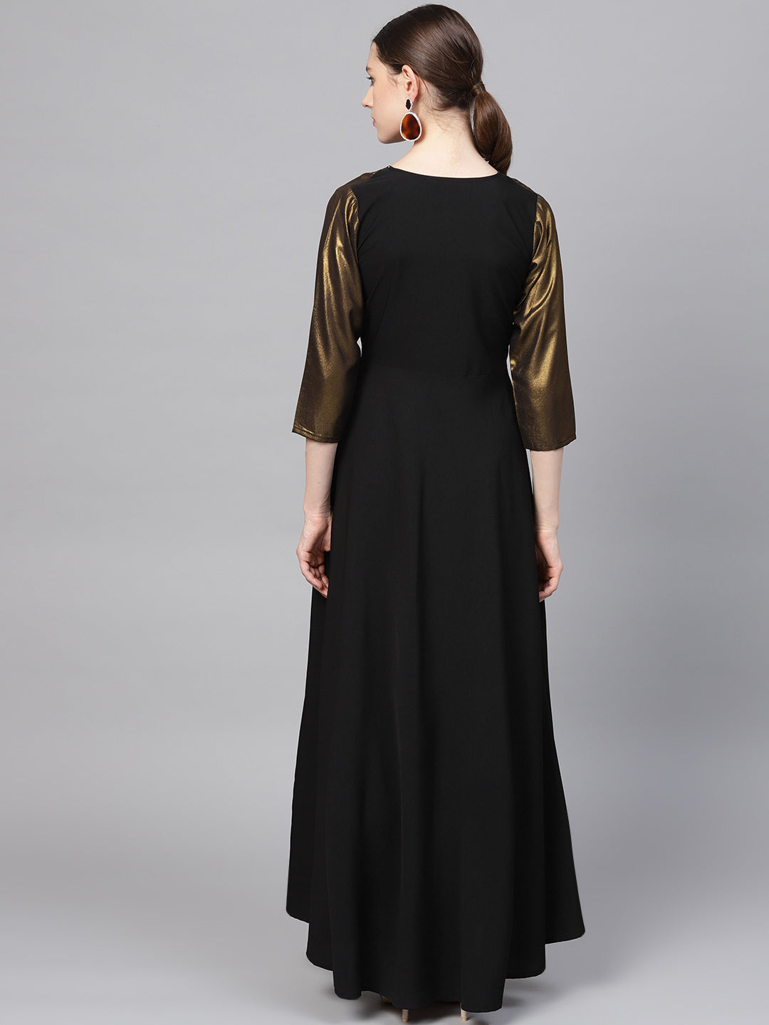 Women's Black Crepe Dress With Attached Jacket
