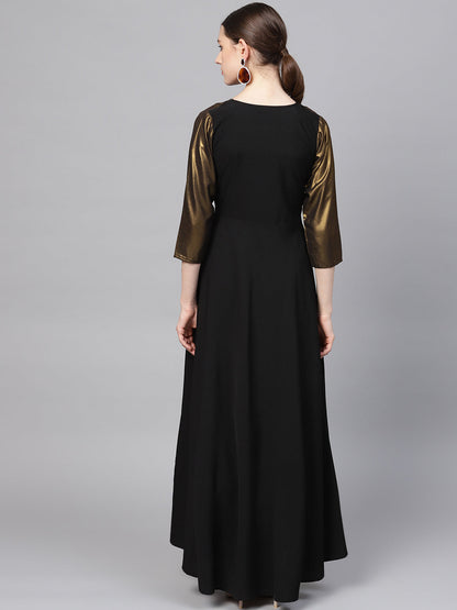 Women's Black Crepe Dress With Attached Jacket