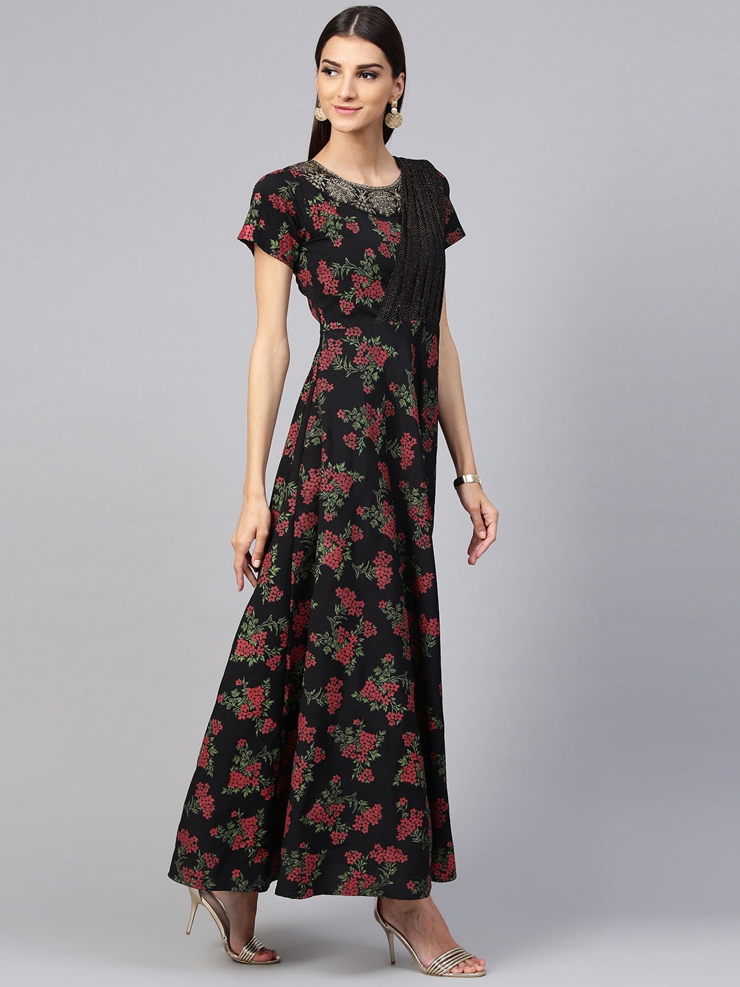 Women's Black Designer Only Kurta Dress With Attached Dupatta(2Piece Kurta)