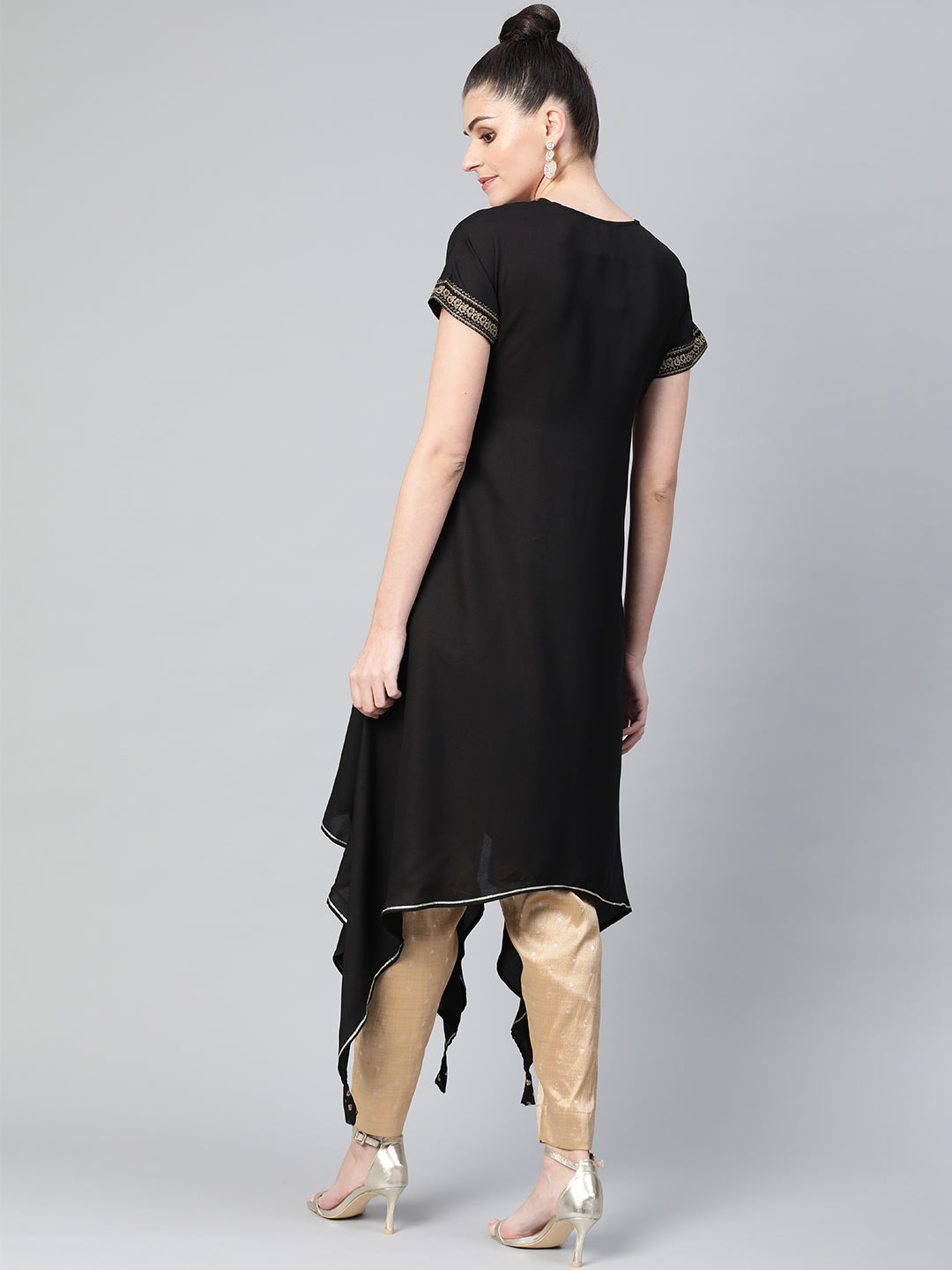 Women's Black Kimono Style Kurta From Ahalyaa