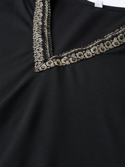 Women's Black Kimono Style Kurta From Ahalyaa