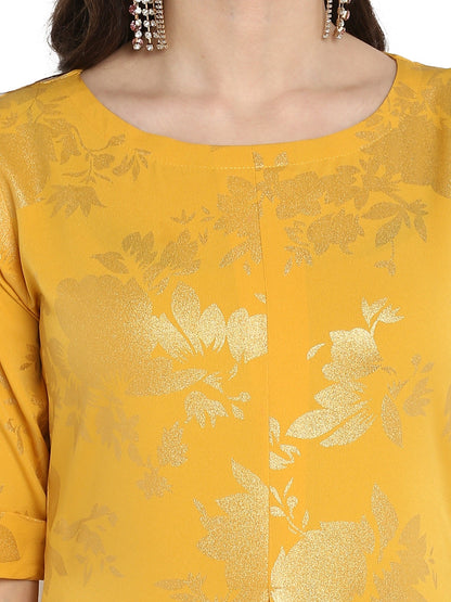 Women's Mustard Flared Metallic Only Kurta