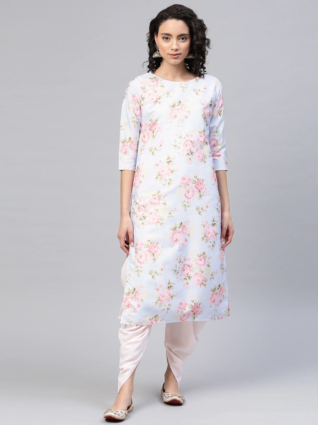 Women's  Poly Silk Digital Print Kurta With Dhoti Pan