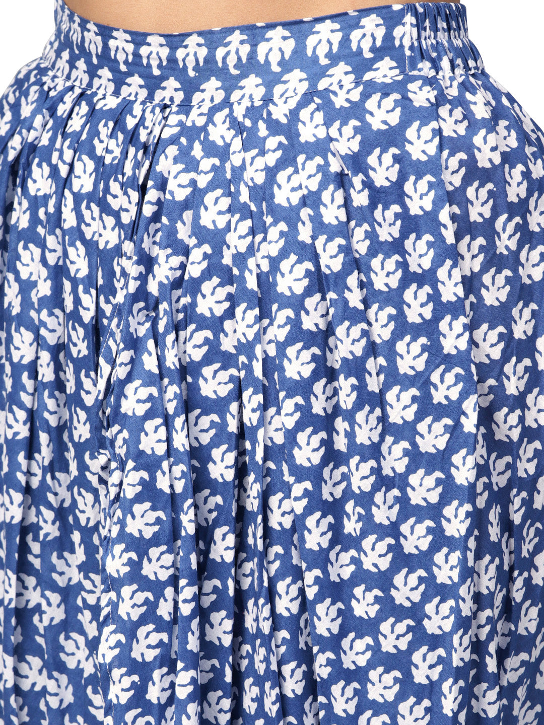 Women's Blue And White Kurti With Dhoti Pant