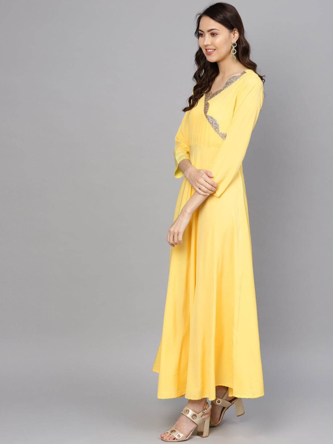 Women's  Yellow Plain Kurta With Dupatta