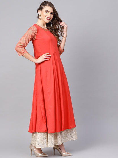 Women's  Solid Crepe Kurta With Dupatta