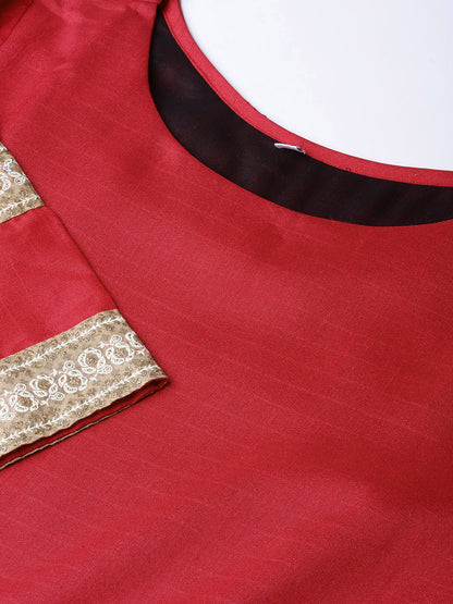 Women's  Solid Pleated Kurta With Dupatta