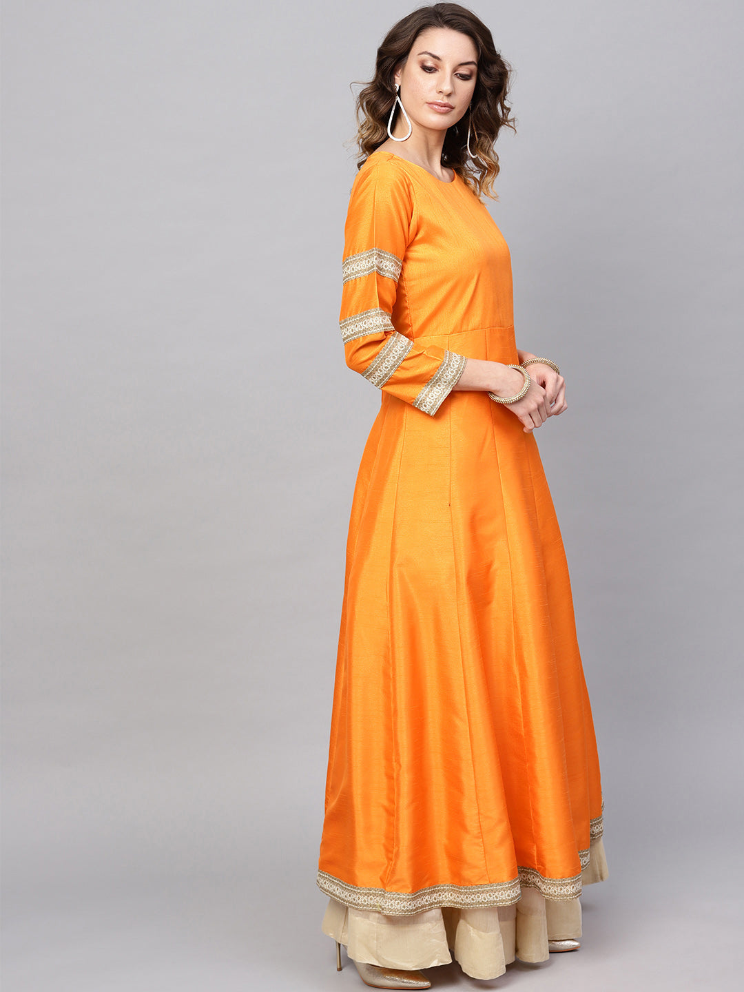 Women's  Solid Pleated Kurta With Dupatta