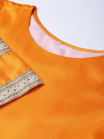 Women's  Solid Pleated Kurta With Dupatta
