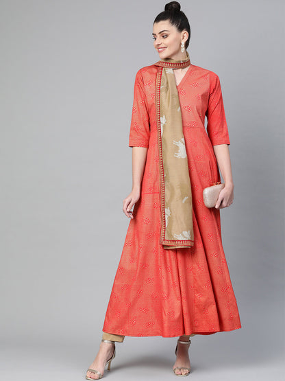 Women's  Anarkali Kurta With Dupatta Set