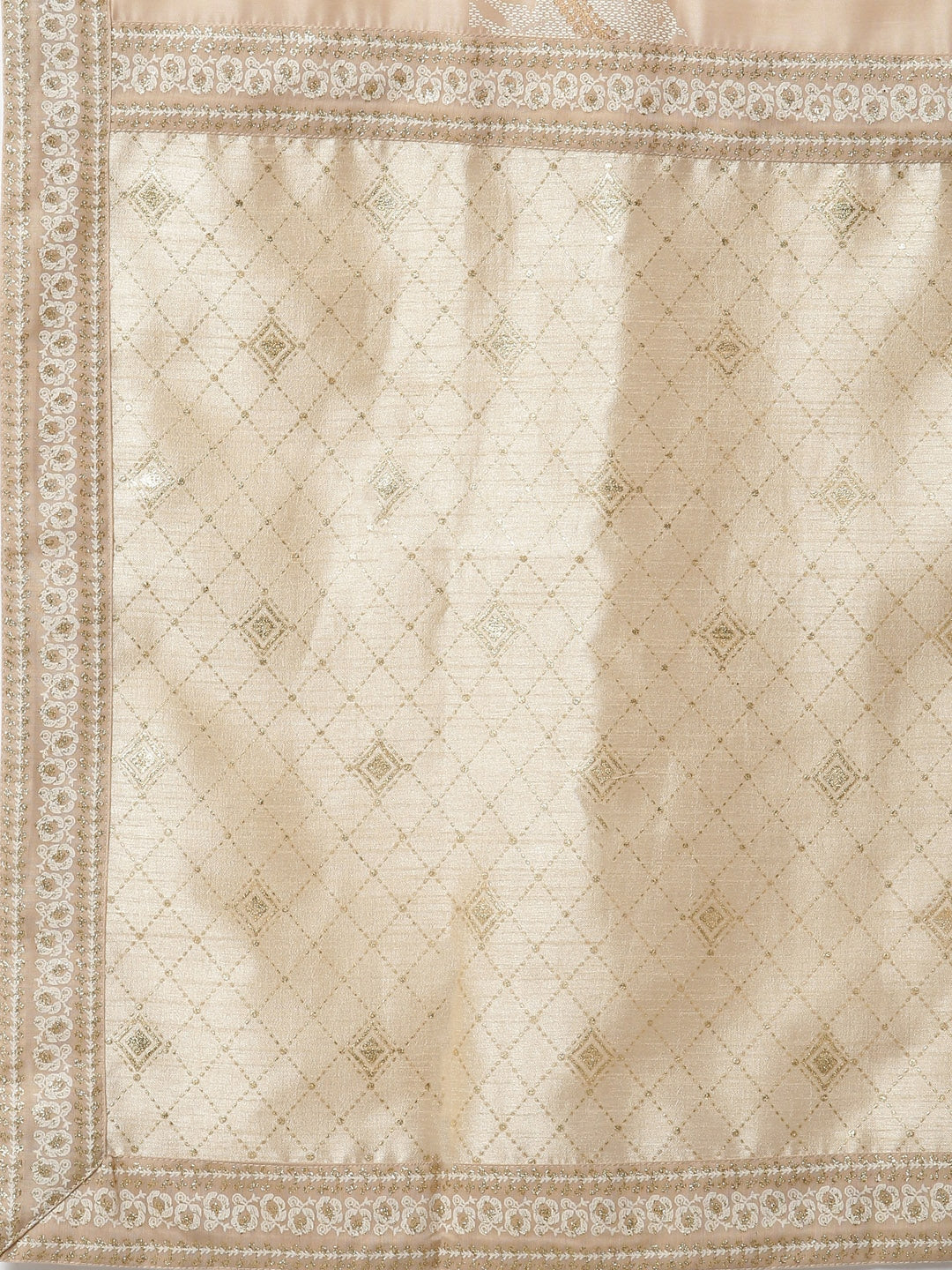 Women's  Cream Anarkali Kurta With Dupatta