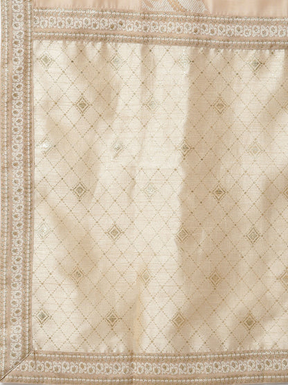Women's  Cream Anarkali Kurta With Dupatta