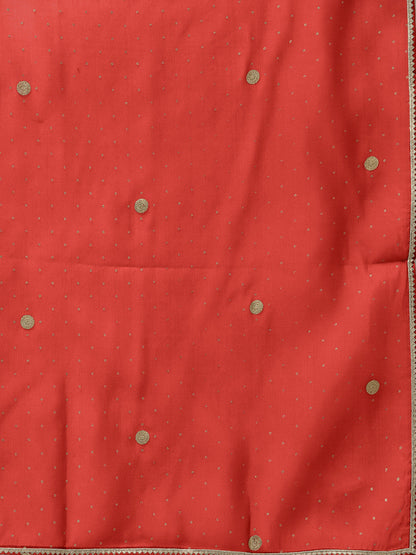 Women's S Peach Kurta With Dupatta Set