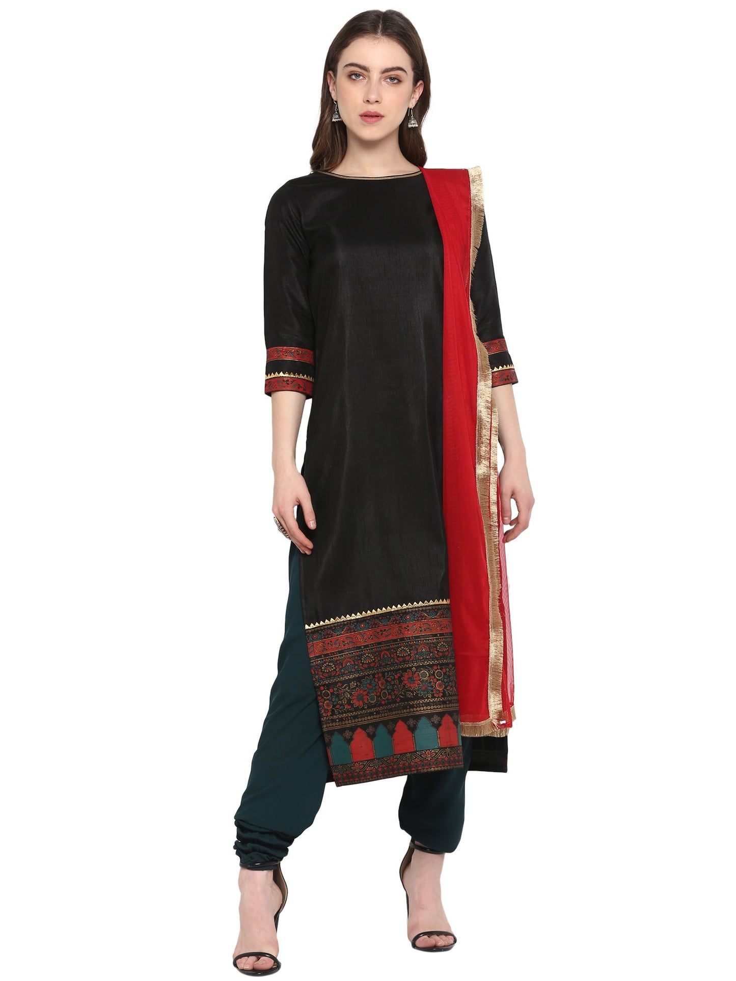 Women's  Black Straight Kurta Set