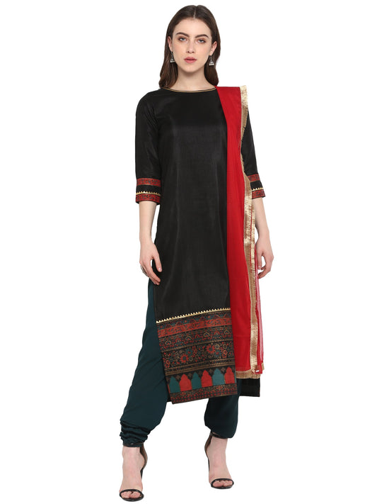 Women's  Black Straight Kurta Set