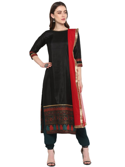 Women's  Black Straight Kurta Set