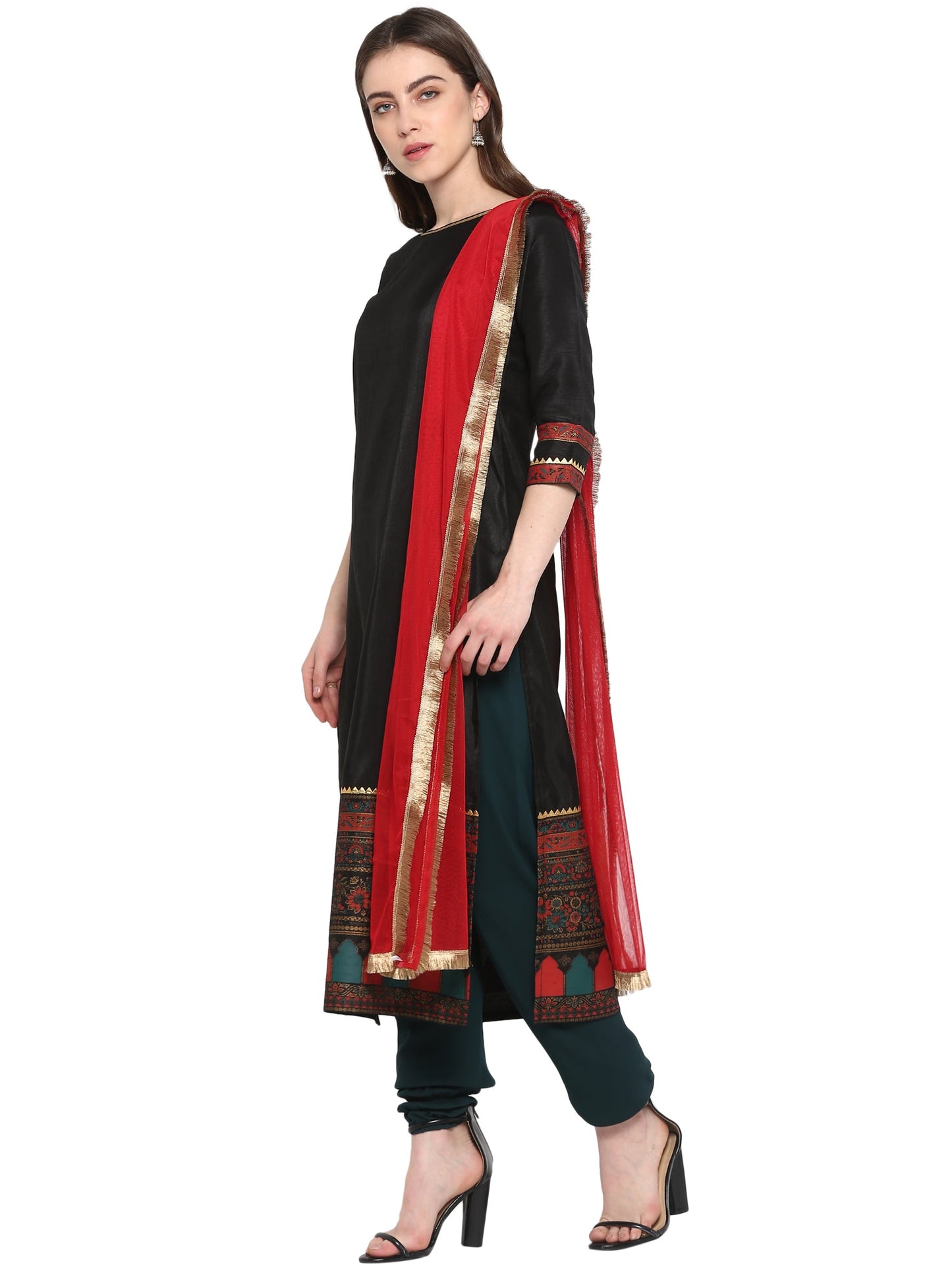 Women's  Black Straight Kurta Set