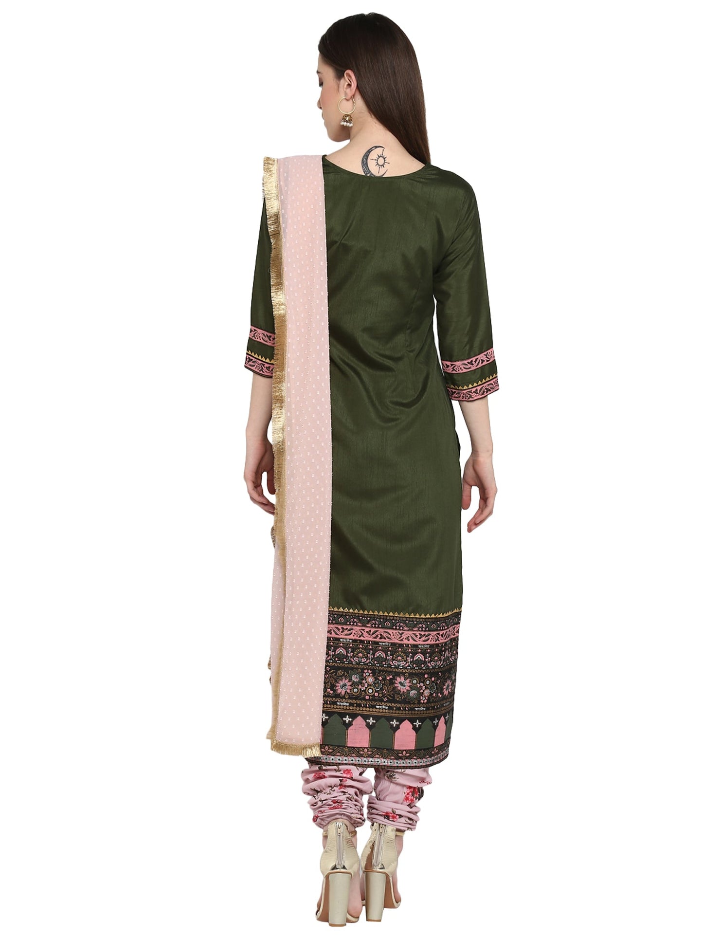 Women's  Olive Green Straight Kurta Set