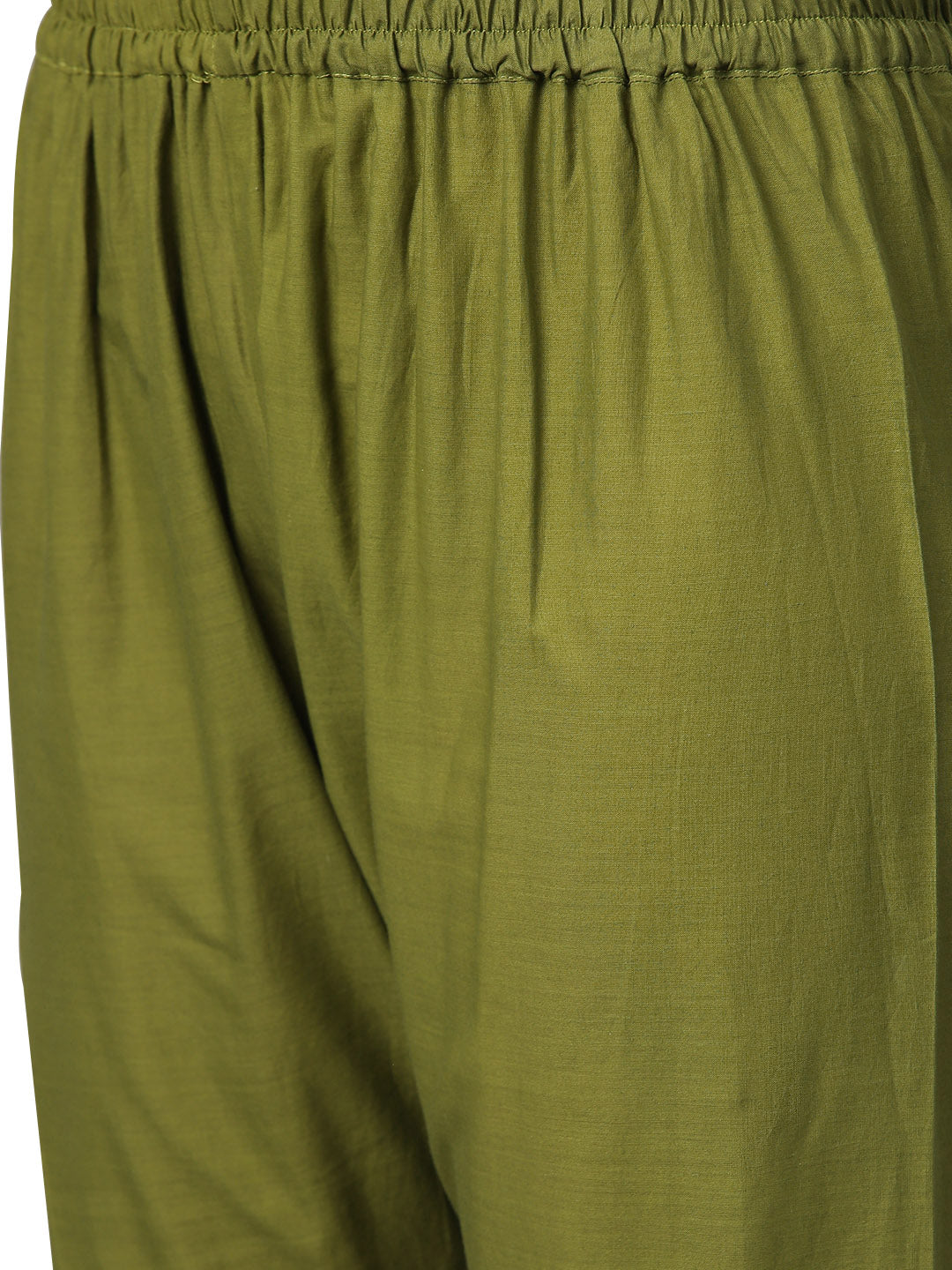 Women's Olive Cotton Blend Solid Kurta Sharara Set With Dupatt