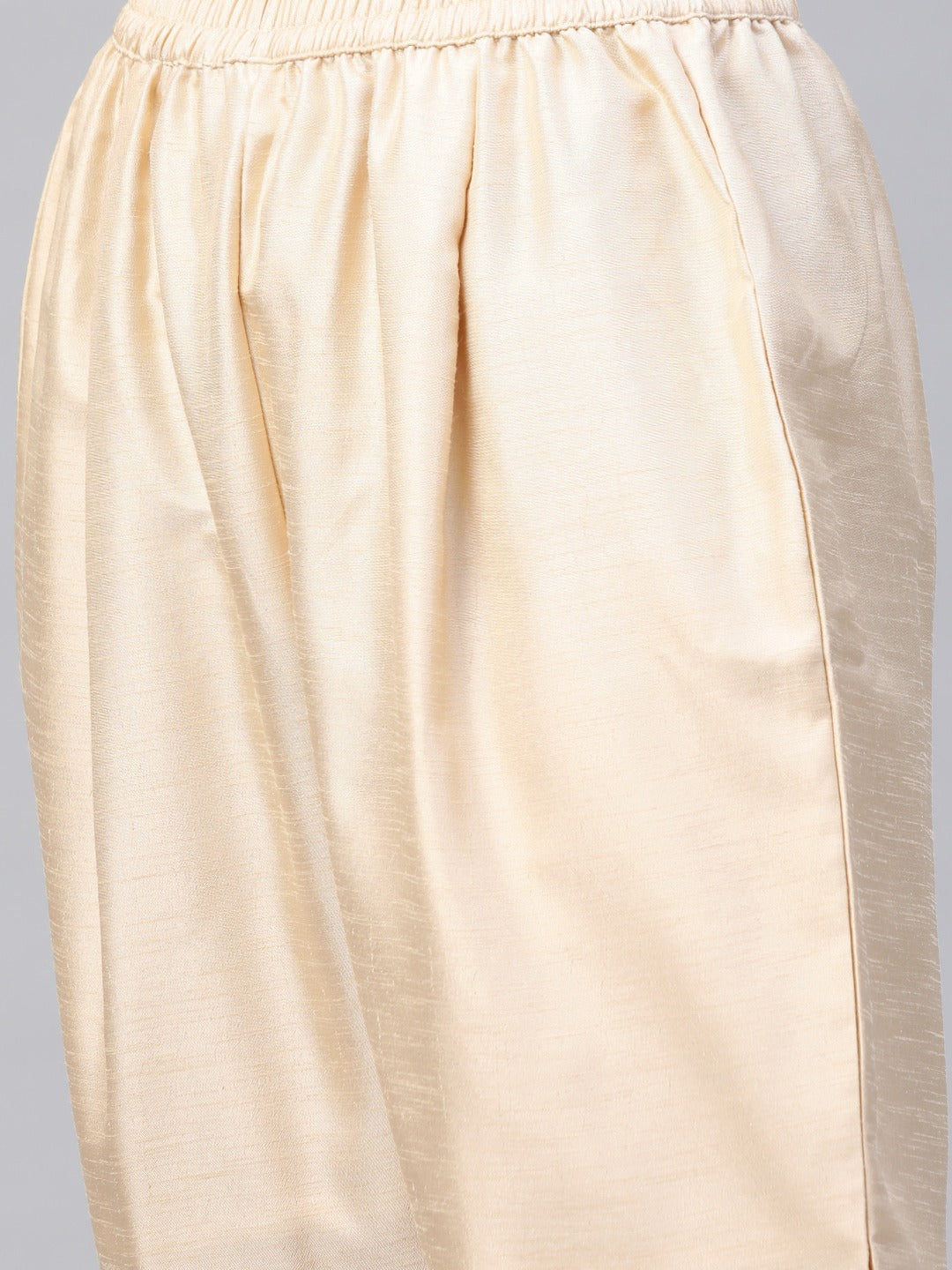 Women's Beige Poly Silk Solid Kurta Pant With Dupatta Set