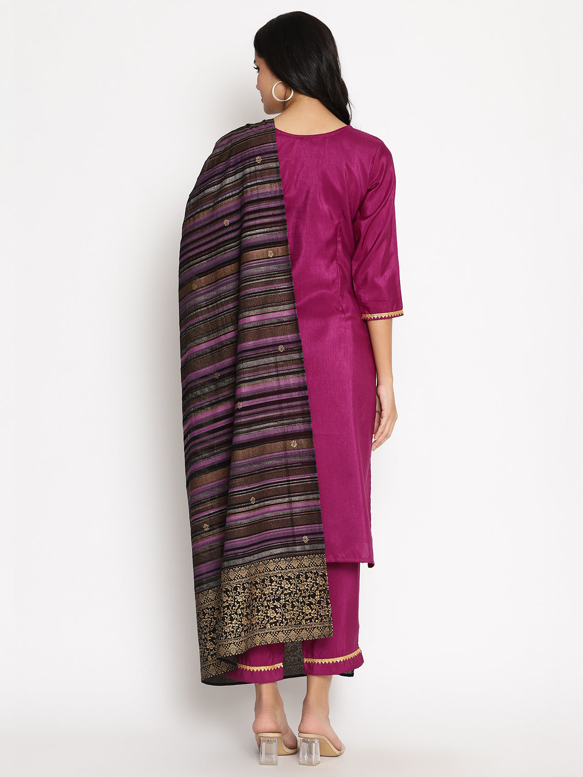 Women's  Poly Silk Kurta Pant With Printed Dupatta Se