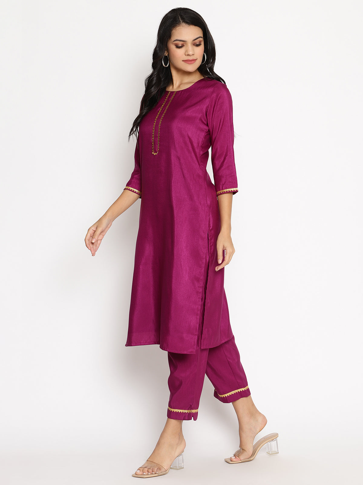 Women's  Poly Silk Kurta Pant With Printed Dupatta Se