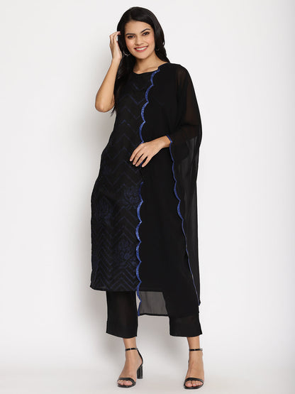 Women's  Chanderi Kurta Pant With Dupatta Se