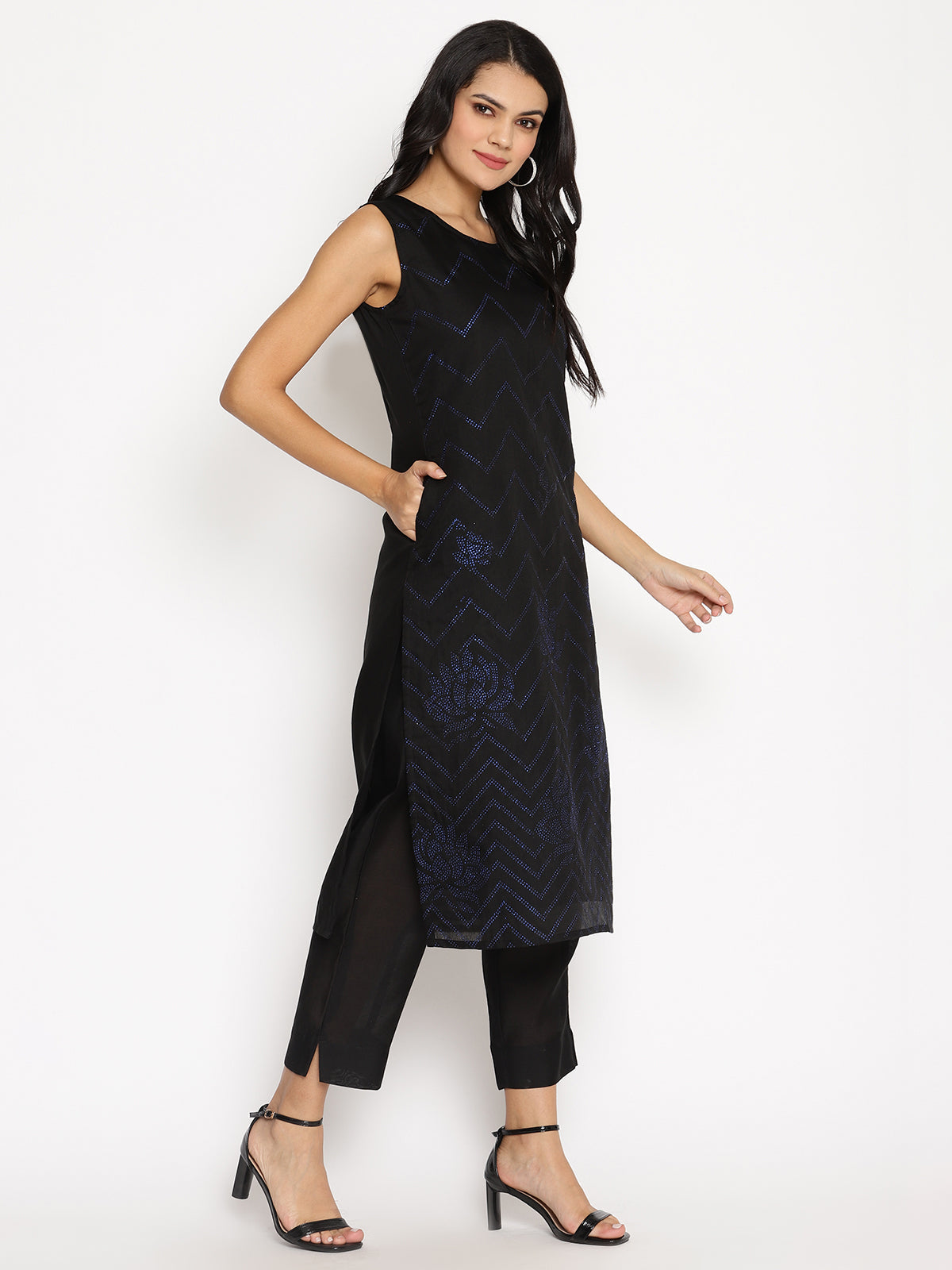 Women's  Chanderi Kurta Pant With Dupatta Se