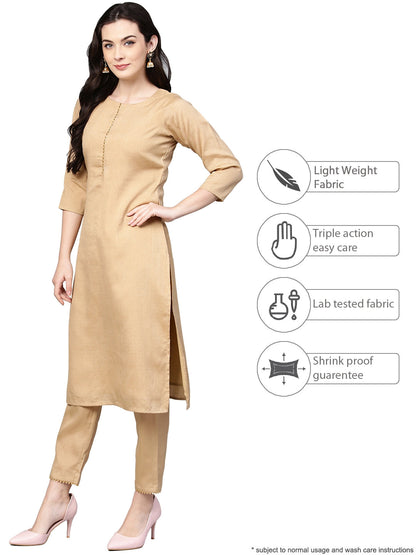 Women's Faux Silk Kurta Pant Set With Traditional Bandhini Print Dupatt