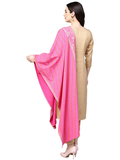 Women's Faux Silk Kurta Pant Set With Traditional Bandhini Print Dupatt