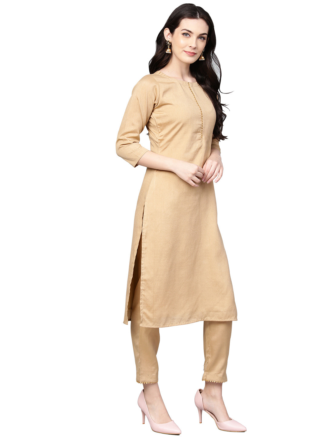 Women's Faux Silk Kurta Pant Set With Traditional Bandhini Print Dupatt
