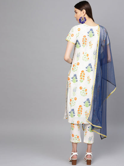 Women's  Off White Printed Kurta Set