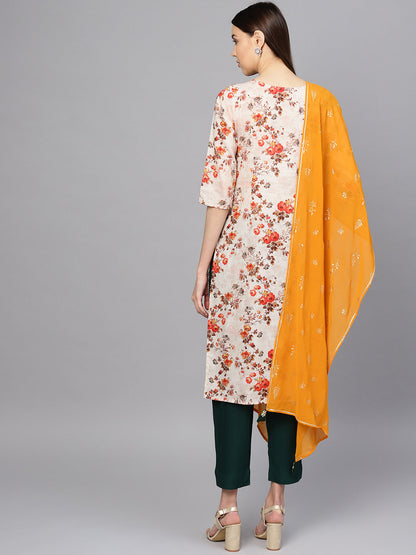 Women's  Off White Printed Kurta Set