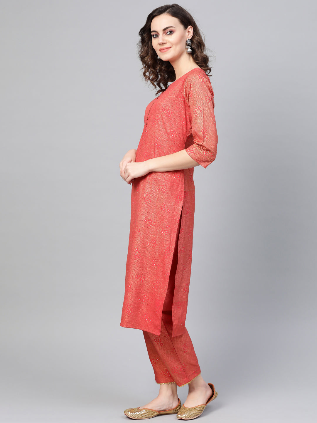 Women's Straight Red Kurta Set