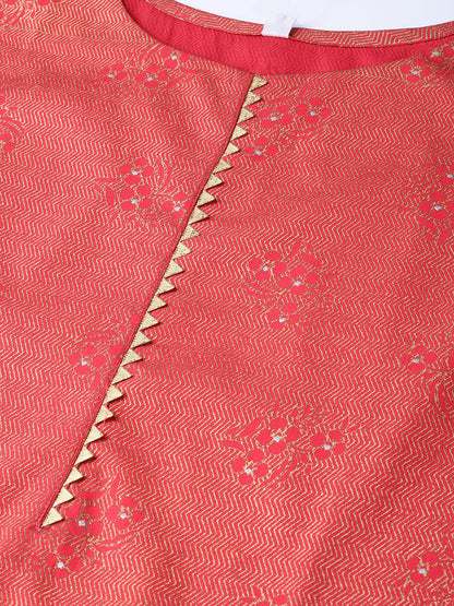 Women's Straight Red Kurta Set