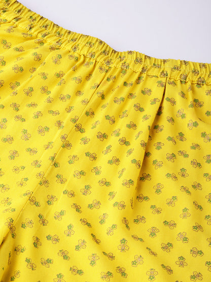 Women's  Yellow Printed Kurta Set