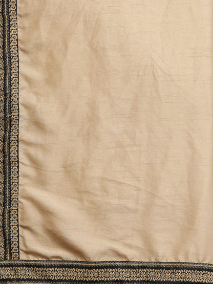 Women's Black Poly Silk Printed Kurta Pant With Dupatt