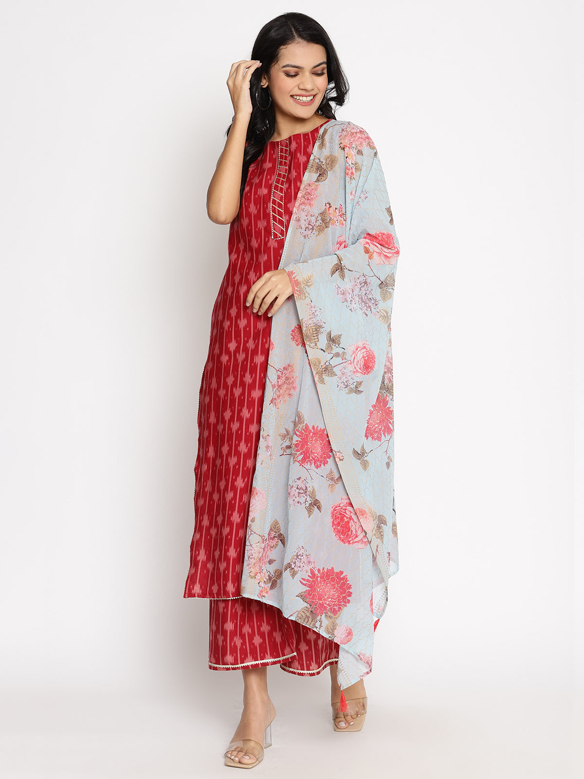 Women's Cotton Printed Kurta Plazzo With Dupatta Se