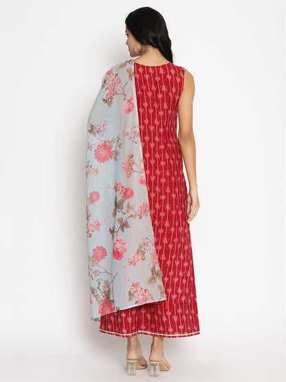 Women's Cotton Printed Kurta Plazzo With Dupatta Se