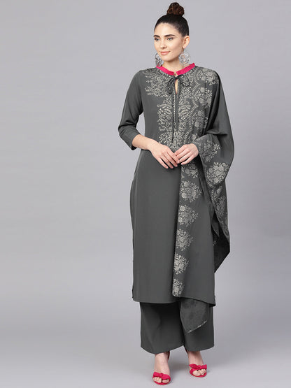 Women's S Grey Straight Kurta Sets