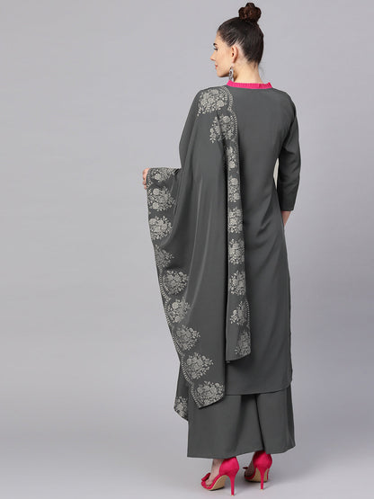 Women's S Grey Straight Kurta Sets