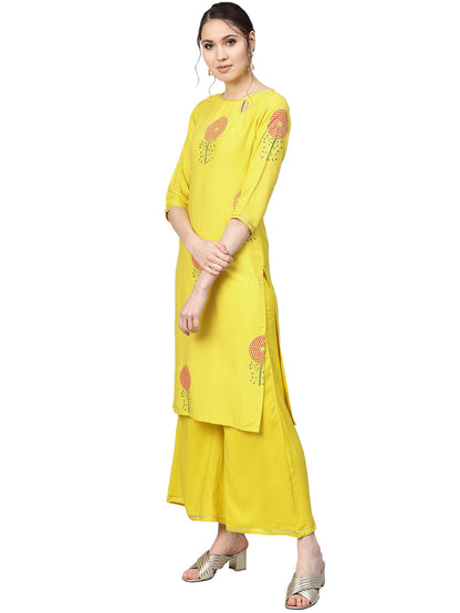 Women's Pink Viscose Rayon Printed Kurta Trouser Set With Dupatt
