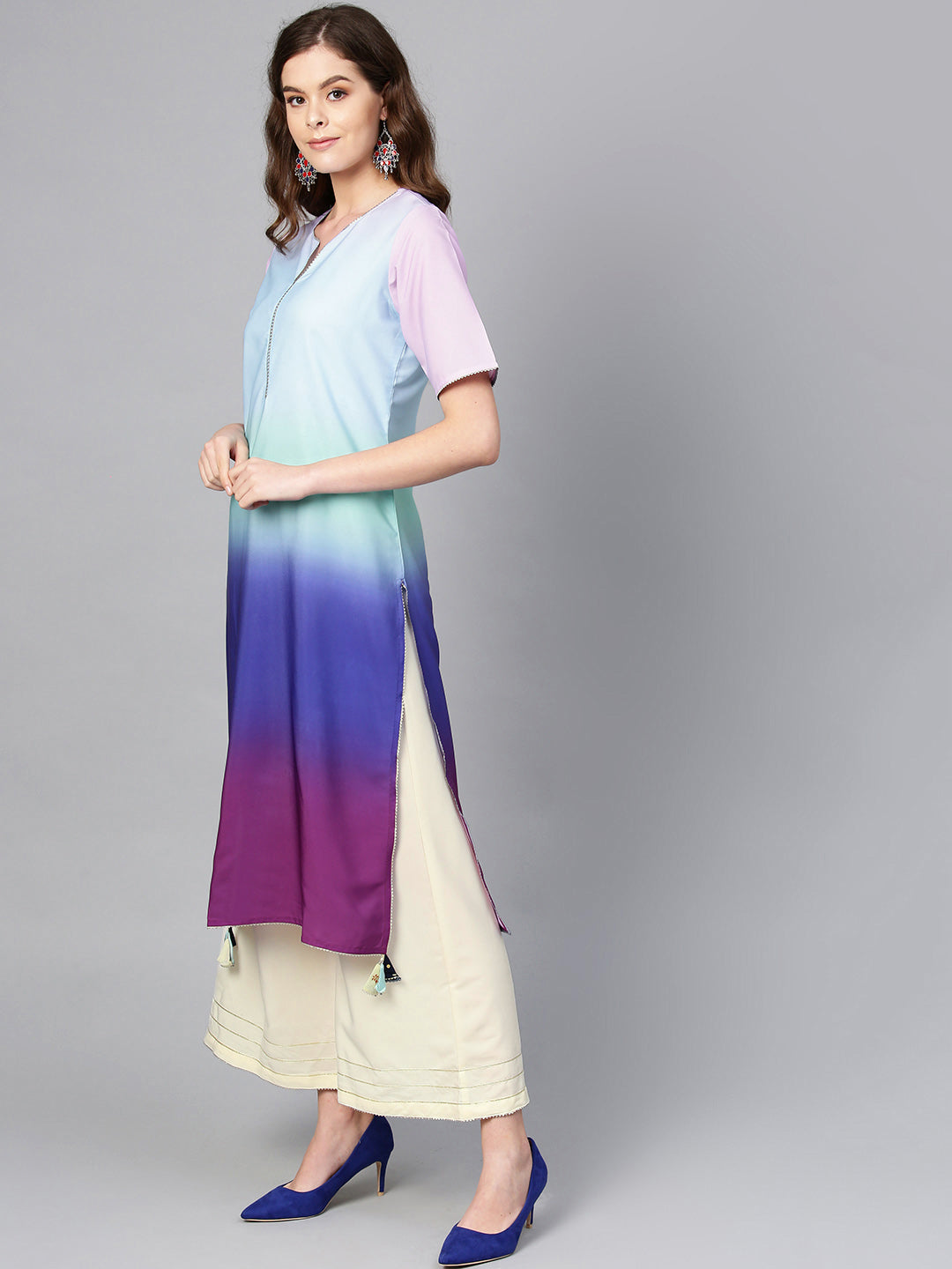 Women's Multi Color Dyed Kurta Set
