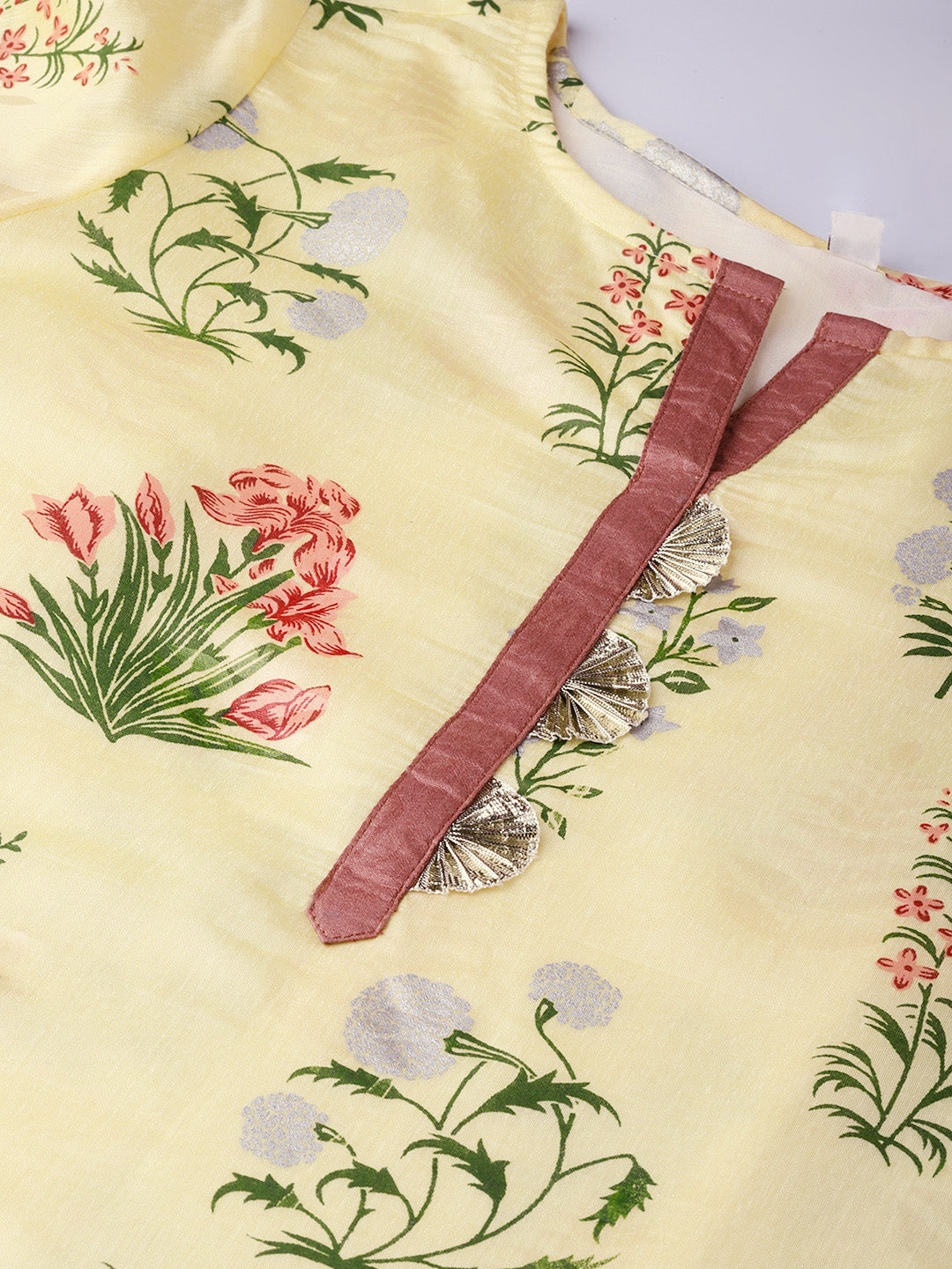 Women's  Yellow Printed Kurta With Skirt