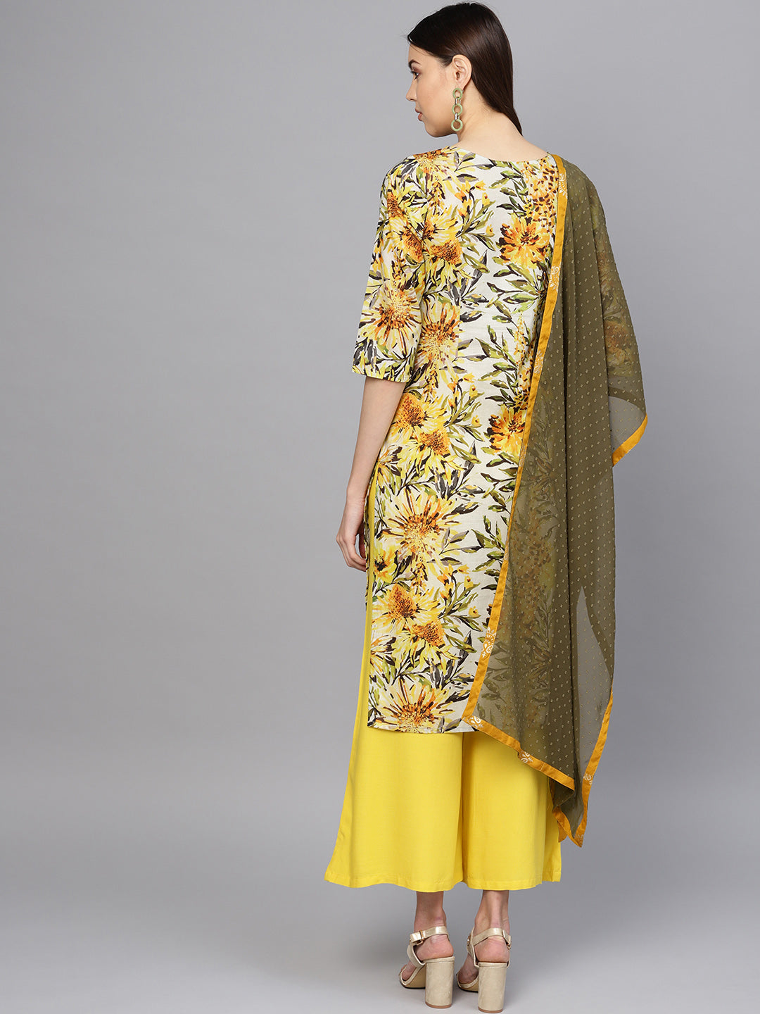 Women's Yellow Printed Kurta Set