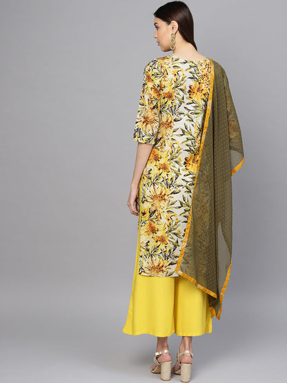 Women's Yellow Printed Kurta Set