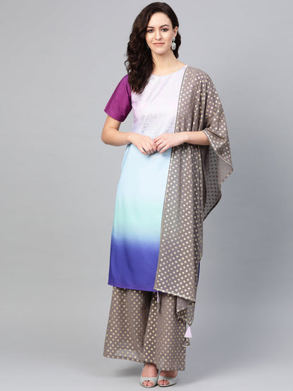 Women's  Multicolour Straight Kurta Set