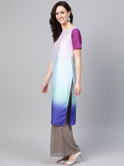 Women's  Multicolour Straight Kurta Set