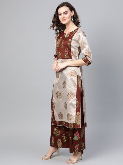 Women's Printed Straight Kurta Set With Dupatt