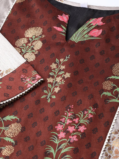 Women's Printed Straight Kurta Set With Dupatt